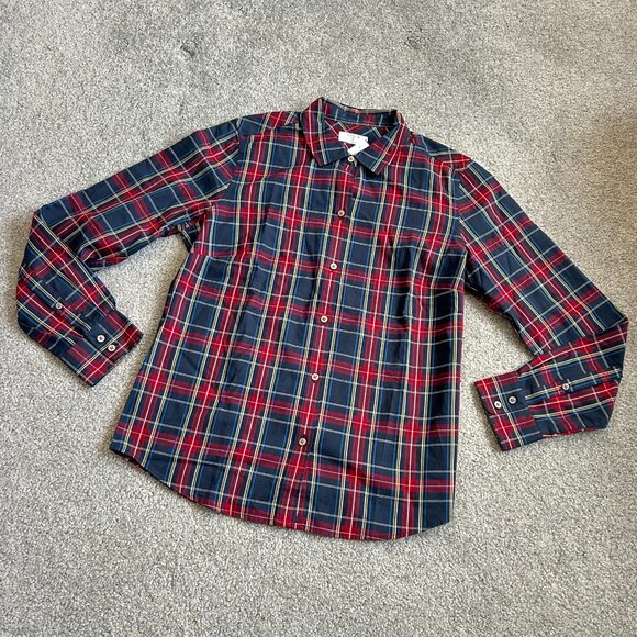 UNTUCKit Sadie Navy Multi Plaid Long Sleeve Button Front Shirt US 6     - E1943 - Picture 1 of 4